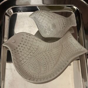 Creative Co-Op White Ceramic Bird Dishes